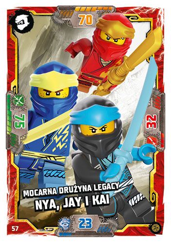 LEGO® NINJAGO® TCG8 - Nr 57: Mocarna drużyna Legacy: Nya, Jay i Kai