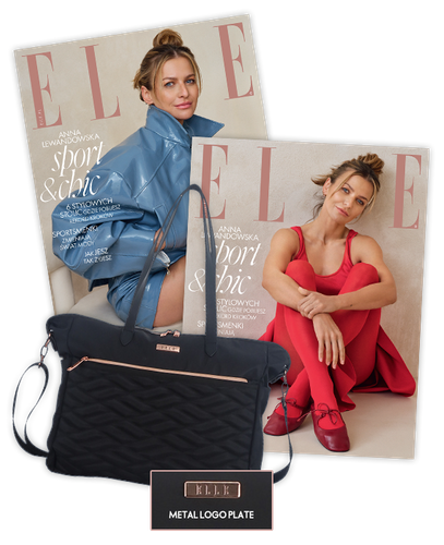 Roczna prenumerata magazynu Elle z torebką damską – shopperka czarna ELLE Doux 
