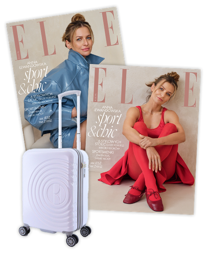 Roczna prenumerata magazynu Elle z kabinową walizką ELLE Debossed lilowa