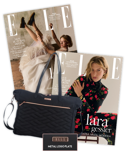 Roczna prenumerata magazynu Elle z torebką damską – shopperka czarna ELLE Doux 