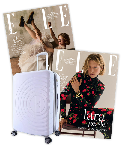 Roczna prenumerata magazynu Elle z dużą walizką ELLE Debossed lilowa