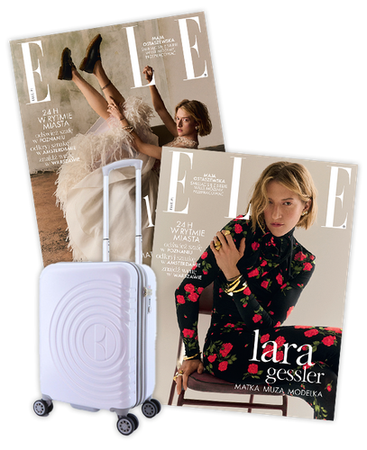 Roczna prenumerata magazynu Elle z kabinową walizką ELLE Debossed lilowa