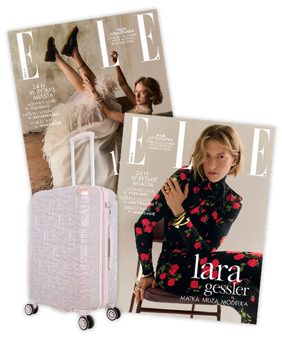 Roczna prenumerata magazynu Elle ze średnią walizką ELLE Alors - różowa metaliczna