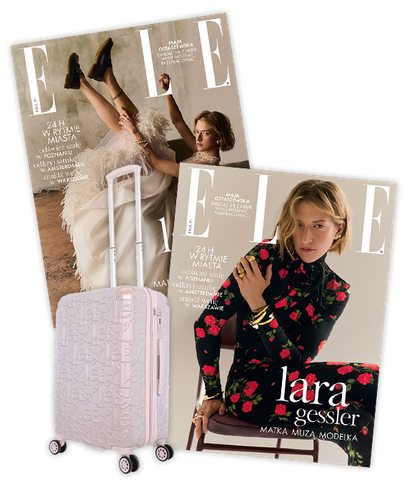 Roczna prenumerata magazynu Elle z kabinową walizką ELLE Alors - różowa metaliczna