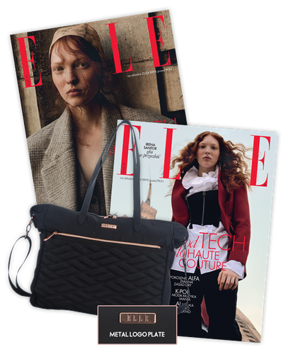 Roczna prenumerata magazynu Elle z torebką damską – shopperka czarna ELLE Doux