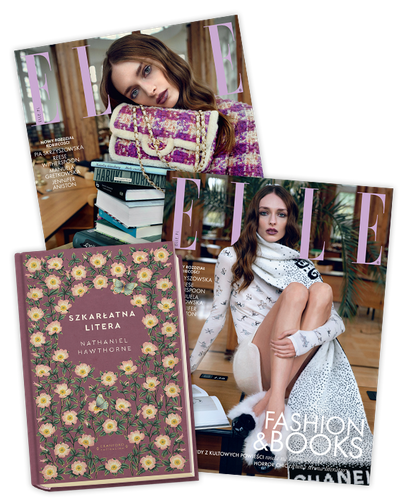 Elle 12/2025 z książką Nathaniela Hawthorne "Szkarłatna litera" 
