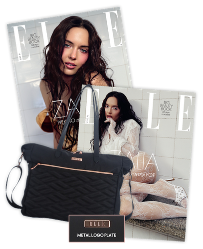 Roczna prenumerata magazynu Elle z torebką damską – shopperka czarna ELLE Doux 