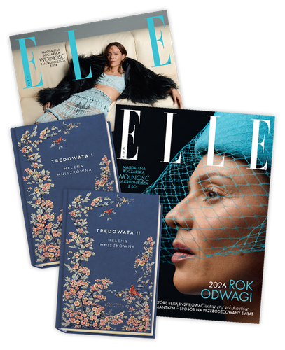 Elle 1/2026 z dwoma tomami książki Heleny Mniszkówny "Trędowata"