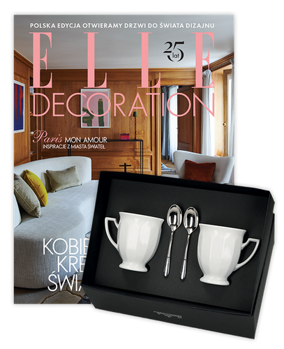 Roczna prenumerata Elle Decoration z zestawem upominkowym Rosenthal: Maria Biała - dwa kubki porcelanowe + 2 łyżeczki 