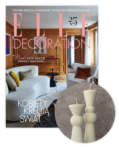 Roczna prenumerata Elle Decoration z kompletem świec Corina Candles Enzo