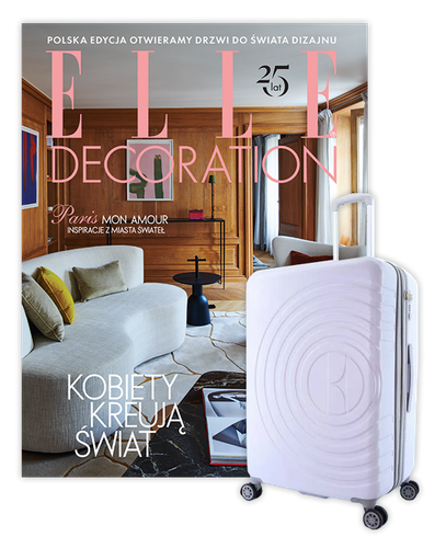 Roczna prenumerata Elle Decoration z dużą walizką ELLE Debossed lilowa