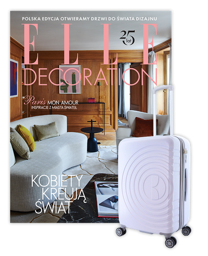 Roczna prenumerata Elle Decoration ze średnią walizką ELLE Debossed lilowa