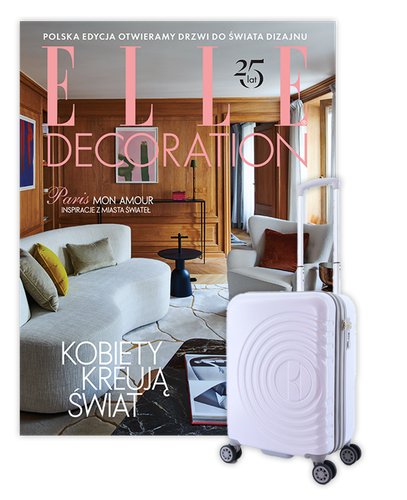 Roczna prenumerata Elle Decoration z kabinową walizką ELLE Debossed lilowa