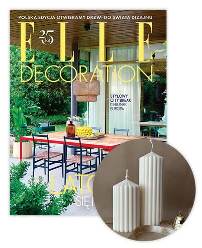 Roczna prenumerata Elle Decoration z kompletem świec Corina Candles Pillar