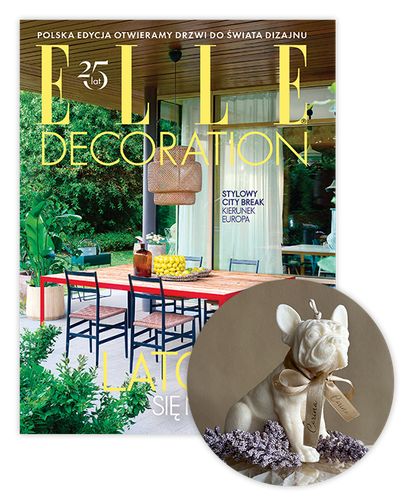 Roczna prenumerata Elle Decoration ze świecą Corina Candles "Buldożek"