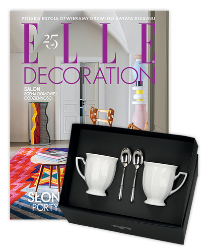 Roczna prenumerata Elle Decoration z zestawem upominkowym Rosenthal: Maria Biała - dwa kubki porcelanowe + 2 łyżeczki 