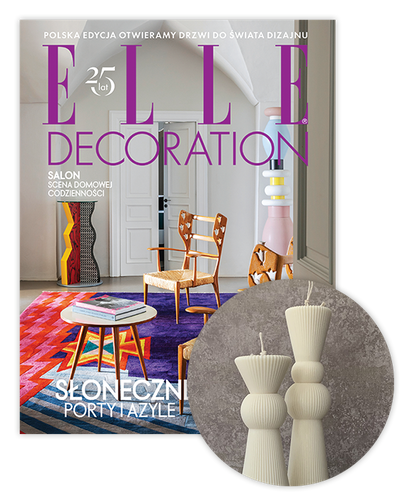 Roczna prenumerata Elle Decoration z kompletem świec Corina Candles Enzo