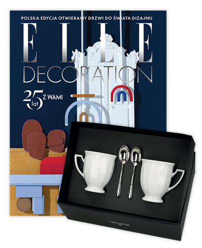 Roczna prenumerata Elle Decoration z zestawem upominkowym Rosenthal: Maria Biała - dwa kubki porcelanowe + 2 łyżeczki 