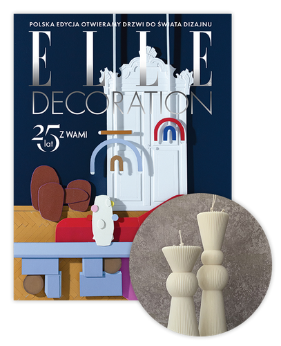 Roczna prenumerata Elle Decoration z kompletem świec Corina Candles Enzo