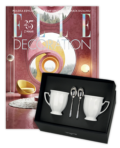 Roczna prenumerata Elle Decoration z zestawem upominkowym Rosenthal: Maria Biała - dwa kubki porcelanowe + 2 łyżeczki 