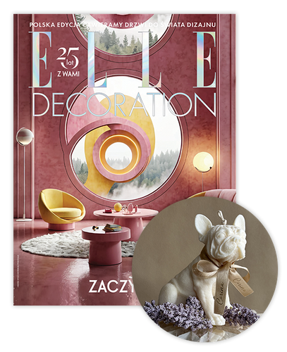 Roczna prenumerata Elle Decoration ze świecą Corina Candles "Buldożek"