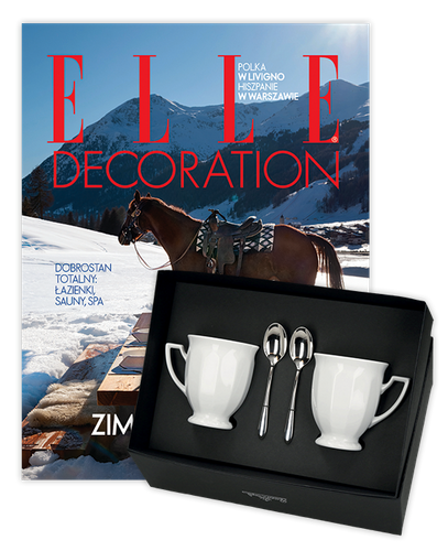 Roczna prenumerata Elle Decoration z zestawem upominkowym Rosenthal: Maria Biała - dwa kubki porcelanowe + 2 łyżeczki 