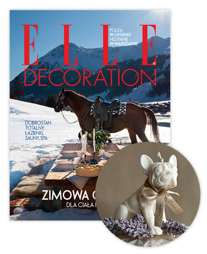 Roczna prenumerata Elle Decoration ze świecą Corina Candles "Buldożek"