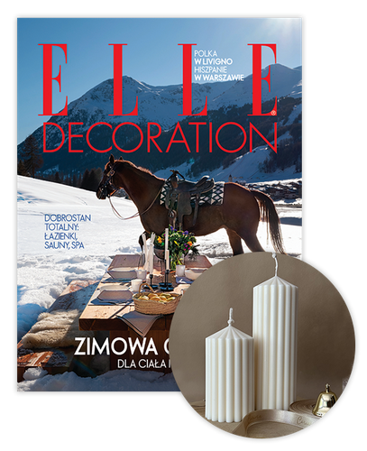 Roczna prenumerata Elle Decoration z kompletem świec Corina Candles Pillar