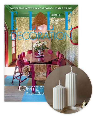 Roczna prenumerata Elle Decoration z kompletem świec Corina Candles Pillar