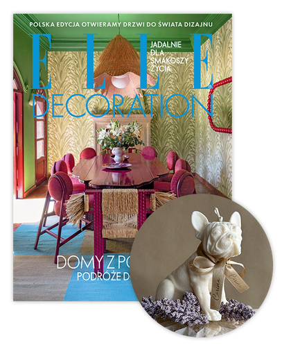 Roczna prenumerata Elle Decoration ze świecą Corina Candles "Buldożek"