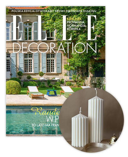 Roczna prenumerata Elle Decoration z kompletem świec Corina Candles Pillar
