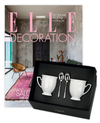 Roczna prenumerata Elle Decoration z zestawem upominkowym Rosenthal: Maria Biała - dwa kubki porcelanowe + 2 łyżeczki 