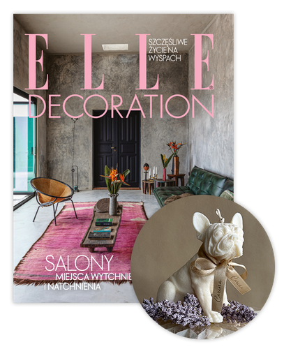 Roczna prenumerata Elle Decoration ze świecą Corina Candles "Buldożek"