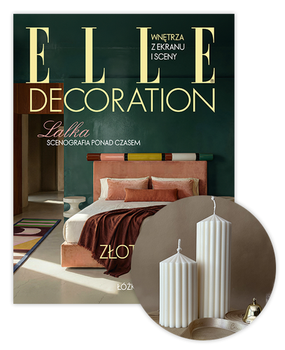 Roczna prenumerata Elle Decoration z kompletem świec Corina Candles Pillar