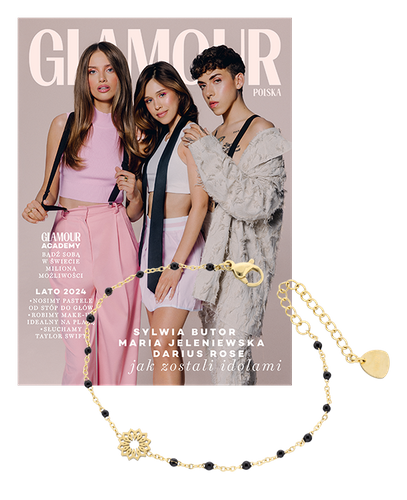 Glamour 7-8/2024 z bransoletką VEZZI (czarne kuleczki)