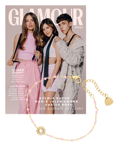 Glamour 7-8/2024 z bransoletką VEZZI (różowe kuleczki)