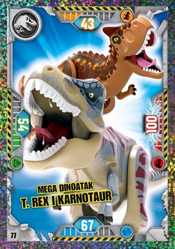 LEGO® Jurassic World™ TCG - Nr 77: Mega dinoatak T. rex i karnotaur