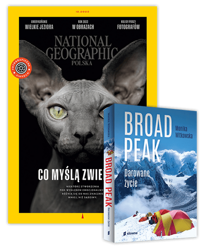 Roczna prenumerata National Geographic z prezentem – książką Broad Peak. Darowane Życie.