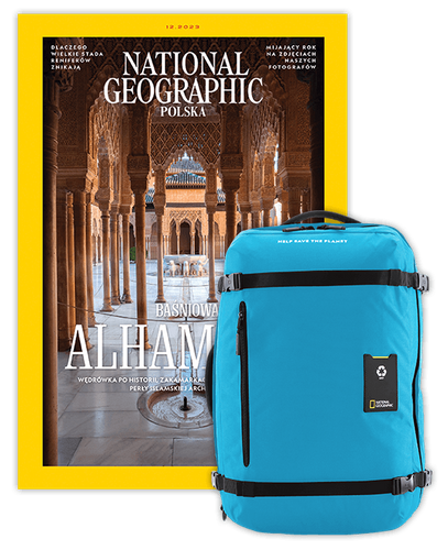 Roczna prenumerata National Geographic z dużym plecakiem-torbą turkusowy NG OCEAN (poj. 41-50 l.)