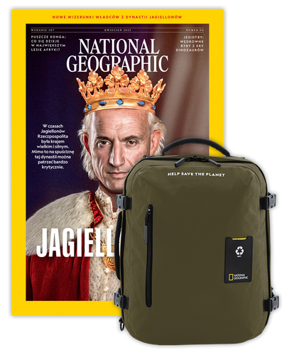 Roczna prenumerata National Geographic z dużym plecakiem-torbą khaki NG OCEAN (poj. 41-50 l.)