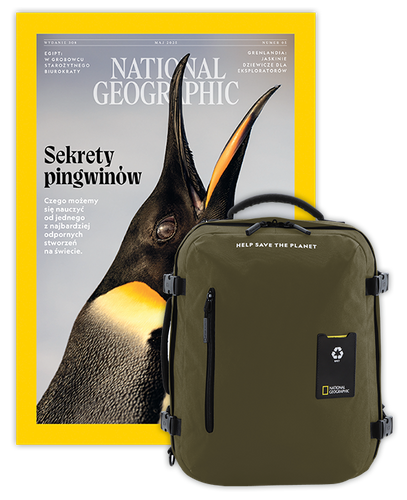 Roczna prenumerata National Geographic z dużym plecakiem-torbą khaki NG OCEAN (poj. 41-50 l.)