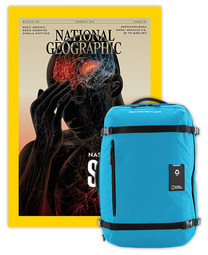Roczna prenumerata National Geographic z dużym plecakiem-torbą turkusowy NG OCEAN (poj. 41-50 l.)