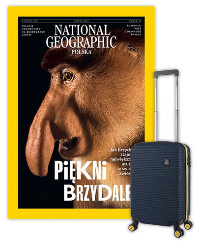 Roczna prenumerata National Geographic z Walizką kabinową NG Abroad granatowa