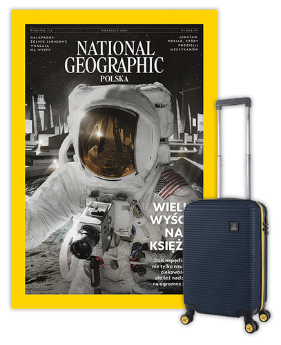 Roczna prenumerata National Geographic z Walizką kabinową NG Abroad granatowa
