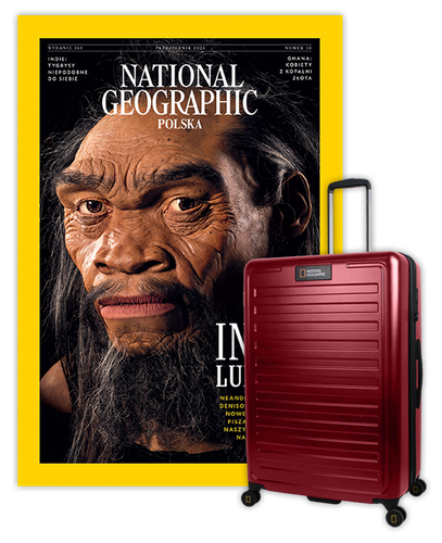 Roczna prenumerata National Geographic z dużą walizką NG Cruise burgund