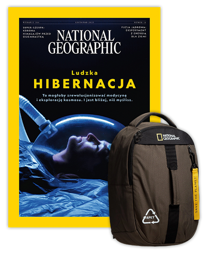 Roczna prenumerata National Geographic z plecakiem jednokomorowym NG NATURAL 15782 khaki