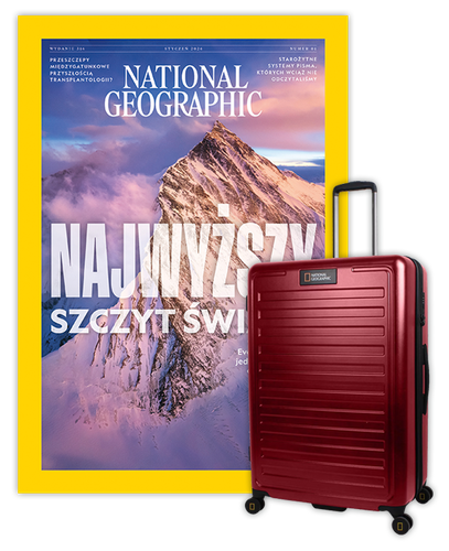 Roczna prenumerata National Geographic z dużą walizką NG Cruise burgund