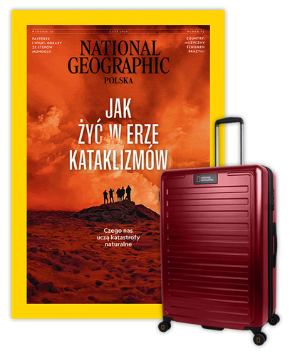 Roczna prenumerata National Geographic z dużą walizką NG Cruise burgund