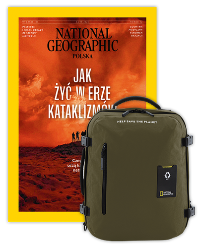 Roczna prenumerata National Geographic z dużym plecakiem-torbą khaki NG OCEAN (poj. 41-50 l.)