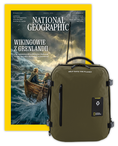 Roczna prenumerata National Geographic z dużym plecakiem-torbą khaki NG OCEAN (poj. 41-50 l.)